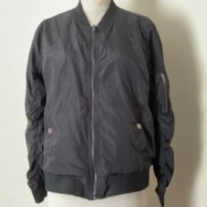 NEW LOOK Black Bomber Jacket Zip Front Lined Sz. XL  Pre owned
